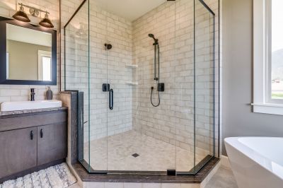 Walk-in Shower with Matte Black Fixtures